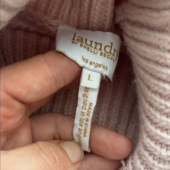 Laundry By Shelli Segal | Light Pink Textured Turtleneck Knit Sweater Size Large - Picture 7 of 9